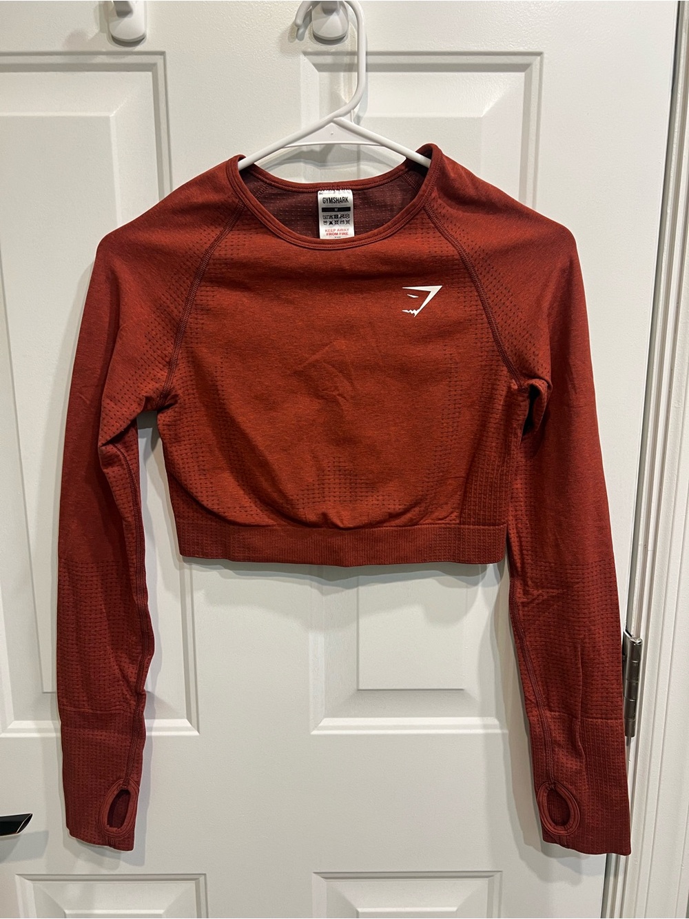Gymshark Vital Seamless 2.0 long-sleeve crop top in brick red